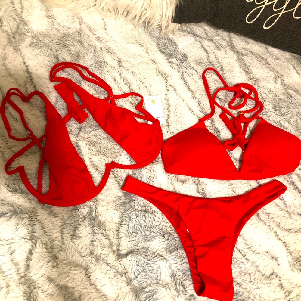 NWT Plumeria red Magnolia & Asa bikini